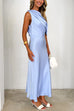 Asymmetrical One Shoulder Waisted Maxi Dress