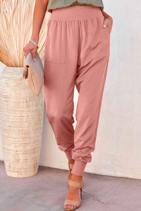 Mixiedress Solid Side Split Pockets Jogger Pants