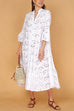 Mixiedress V Neck Flare Sleeves Lace Hollow Out Tiered Maxi Dress