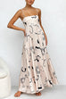 Mixiedress High Waist Graffiti Print Ruffle Swing Maxi Cami Dress