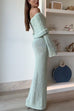 Mixiedress Off Shoulder Hollow-out Knit Stretchy Maxi Dress