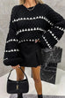 Mixiedress Lantern Sleeves Color Block Chunky Knit Sweater