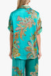 Mixiedress Roll Up Short Sleeves Shirt and Wide Leg Pants Printed Satin Set