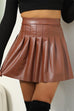 Mixiedress High Waist Faux Leather Pleated Mini Skirt