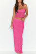 Mixiedress Ruffle Crop Cami Top Elastic Waist Maxi Skirt Set