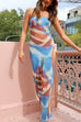 Strapless Tube Tie Dye Maxi Dress