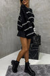 Mixiedress Lantern Sleeves Color Block Chunky Knit Sweater