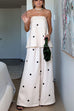 Mixiedress Polka Dot Strapless Top and Wide Leg Palazzo Pants Set