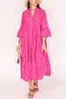 Mixiedress V Neck Flare Sleeves Lace Hollow Out Tiered Maxi Dress