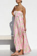 Mixiedress Spaghetti Strap Empire Waist Floral Print Swing Maxi Dress