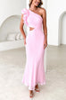 Mixiedress Frill One Shoulder Sleeveless Cut Out Maxi Dress