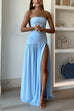 Strapless Tube High Slit Swing Maxi Party Dress