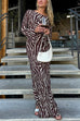 Mixiedress Boat Neck Bell Sleeves Animal Print Maxi Dress