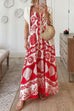 Mixiedress Spaghetti Strap Lace Up Shell Print Maxi Vacation Dress