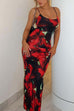 Mixiedress U Neck Hibiscus Print Bodycon Maxi Cami Dress