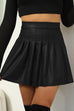 Mixiedress High Waist Faux Leather Pleated Mini Skirt