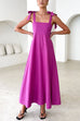 Mixiedress Bow Shoulder Empire Waist Swing Maxi Cami Dress