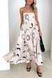 Mixiedress High Waist Graffiti Print Ruffle Swing Maxi Cami Dress