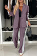 Mixiedress Patchwork Notch Lapel Pocketed Blazer Elastic Waist Wide Leg Pants Casual Set