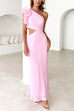 Mixiedress Frill One Shoulder Sleeveless Cut Out Maxi Dress