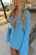 Mixiedress V Neck Cut Out Crochet Lace Cover Up Mini Dress