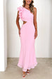 Mixiedress Frill One Shoulder Sleeveless Cut Out Maxi Dress