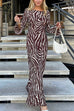 Mixiedress Boat Neck Bell Sleeves Animal Print Maxi Dress