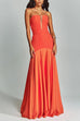 Mixiedress Mesh V Neck Strapless Splice Flare Maxi Party Dress