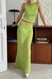 Mixiedress Cowl Neck Sweater Top and Elastic Waist Maxi Skirt Set