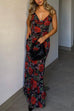 Mixiedress Adjustable Strap Backless Rose Print Maxi Dress