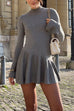 Mixiedress Mockneck Bell Sleeves Ruffle Mini Sweater Dress