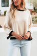 Mixiedress Crewneck Drop Shoulder Color Block Knit Sweater