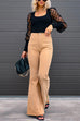 Mixiedress One Button Corduroy Flare Pants with Pockets