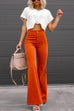 Mixiedress One Button Corduroy Flare Pants with Pockets