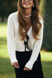 Mixiedress V Neck Bow Tie Front Elegant Sweater