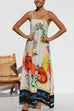 Mixiedress Tie Back Cut Out Graffiti Print Flowy Maxi Cami Dress