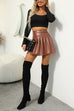 Mixiedress High Waist Faux Leather Pleated Mini Skirt