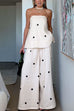 Mixiedress Polka Dot Strapless Top and Wide Leg Palazzo Pants Set