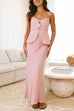 Mixiedress Button Up Ruffle Cami Top and High Waist Maxi Skirt Set