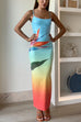 Mixiedress Back Slit Gradient Printed Sequin Maxi Cami Dress