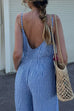 Mixiedress V Neck Backless Wide Leg Striped Cami Jumpsuit