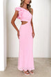 Mixiedress Frill One Shoulder Sleeveless Cut Out Maxi Dress