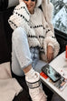 Mixiedress Lantern Sleeves Color Block Chunky Knit Sweater