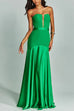 Mixiedress Mesh V Neck Strapless Splice Flare Maxi Party Dress