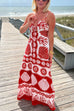 Mixiedress Spaghetti Strap Lace Up Shell Print Maxi Vacation Dress