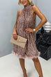 Mixiedress Halter Sleeveless Feather Hem Sequin Dress