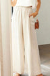 Mixiedress Elastic Waist Pocketed Wide Leg Cotton Linen Pants