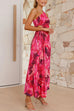 Mixiedress One Shoulder Asymmetrical Pleated Floral Maxi Dress