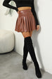 Mixiedress High Waist Faux Leather Pleated Mini Skirt