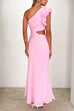 Mixiedress Frill One Shoulder Sleeveless Cut Out Maxi Dress